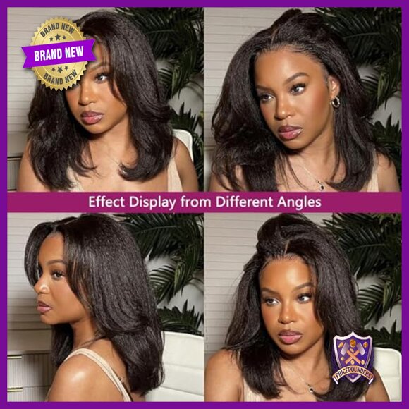 14 Inch Kinky Straight Human Hair Wig, 180% Density, Glueless Lace Front main image 6